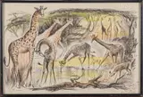 Les girafes by Maurice Fiévet, Lithographie signée, dédicacée et numérotée, sold Apr 2023