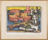 Nature morte aux instruments de musique by Franz Priking, Lithographie signée et numérotée, sold Mar 2023