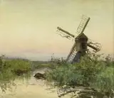Moulin by Willem Bastiaan Tholen, Aquarelle, sold Oct 2021