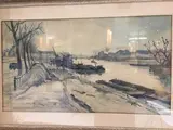 Bord de seine à Clichy by Fernand Herbo, 1939, Aquarelle signée, sold Feb 2020