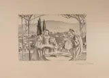 La terrasse. 1926 by Maurice Denis, Lithographie en noir sur Japon signée en bas à droite, sold Nov 2019
