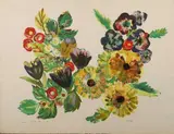Jean LURÇAT (1892-1966). Fleurs, motif pour une tapisserie by Jean Lurçat, Lithographie en couleurs signée, annotée " épreuve d'artiste X ", sold Nov 2019