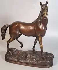 Etalon au pas by Charles Valton, Bronze à patine brune signé sur la terrasse, sold Jun 2025
