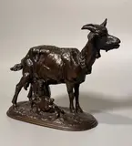 Chèvre et ses petits by Emmanuel Frémiet, Bronze à patine brune signé sur la terrasse, sold Jun 2025