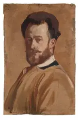 Autoportrait by Émile Fabry, Gouache sur papier, sold Dec 2017