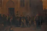 Pèlerinage à Diegem by Charles de Groux, 1886, Crayon et gouache sur papier collé sur toile, sold Dec 2017