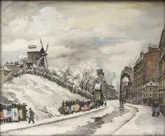 Montmartre, Le moulin de la galette by Frank-Will, Aquarelle sur traits de crayon, sold Jun 2021