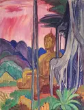 Forêt sacrée, Laos 1952 by André Maire, Gouache signée et datée en bas à gauche, sold Apr 2014