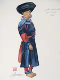 Lishu, jeune Birmane de Mogok by Léa Lafugie, Gouache signée en bas à gauche avec cachet, sold Apr 2014