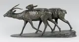 Couple d'antilopes by Irénée Rochard, Epreuve en bronze à patine brun foncé nuancé, sold Apr 2014