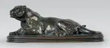 Panthère couchée by Antoine-Louis Barye, Epreuve en bronze à patine brun foncé nuancé, sold Apr 2014