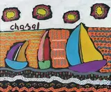 Les bateaux by Malcolm de Chazal, Gouache signée en haut à gauche, sold Apr 2014