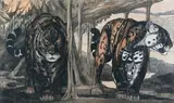 Deux panthères by Paul Jouve, Lithographie signée en bas à gauche dans la planche, justifiée «Epreuve d'essai» signée en, sold Mar 2014