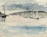 Voiliers au Belon by Maurice Asselin, Aquarelle et fusain sur papier signé et situé en bas à gauche, sold Mar 2014