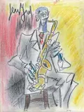 Le saxophoniste américain by Gen Paul, Pastel signé en haut à gauche, sold Mar 2014