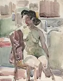 Nu assis by Albert Coste, Crayon et aquarelle sur papier signé en bas à gauche, sold Mar 2014