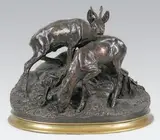 Les chevreuils by Pierre-Jules Mêne, Epreuve en bronze à patine brun nuancé, sold Mar 2014