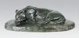 Jaguar couché by Antoine-Louis Barye, Epreuve en bronze à patine brun foncé nuancé vert, sold Mar 2014