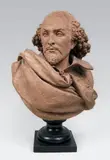 Buste de William SHAKESPEARE by Albert Carrierbelleuse, Terre cuite patinée sur piédouche en bois, sold Mar 2014