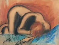 Nu allongé by Jean du Marboré, Aquarelle sur carton signé et daté «24» en bas à gauche, sold Feb 2014