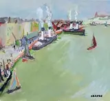 Port de Dieppe by François Graves, Gouache signée en bas à droite, sold Feb 2014