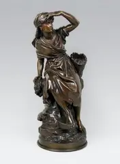La pêcheuse by Mathurin Moreau, Epreuve en bronze à patine brun, sold Feb 2014