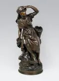 La pêcheuse by Mathurin Moreau, Epreuve en bronze à patine brun, sold Feb 2014
