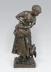 La Becquetée by Henri Plé, Epreuve en bronze signée à patine brun, Fonte d'édition ancienne signée, sold Feb 2014