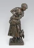 La Becquetée by Henri Plé, Epreuve en bronze signée à patine brun, Fonte d'édition ancienne signée, sold Feb 2014