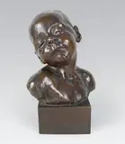 Buste de bébé endormi by Jules Dalou, Epreuve en bronze à patine brun signée, sold Feb 2014