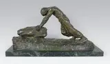 Le tailleur de pierres by Victor Demanet, Epreuve en bronze à patine vert nuancé, sold Feb 2014