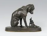 Jeune chien Saint Hubert à la tortue by Henri Alfred Jacquemart, Epreuve en bronze à patine brun, sold Feb 2014