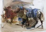 Cheval à la couverture by Hubert de Watrigant, Aquarelle Vue:, sold Dec 2013