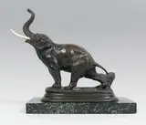 Eléphant entravé by Paul Delabrierre, Epreuve en bronze à patine brun nuancé, sold Dec 2013