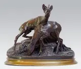 Les chevreuils by Pierre-Jules Mêne, 1859, Epreuve en bronze à patine brun nuancé, sold Dec 2013