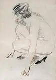 Etude de nu: Diane Mitford accroupie? by Paul César Helleu, Crayon noir et sanguine, sold Dec 2013