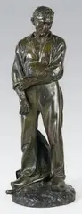 Paysan relevant ses manches by Jules Dalou, Epreuve en bronze à patine brun vert nuancé, sold Dec 2013