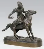 Coup de vent by Eugène Langeray, Epreuve en bronze à patine brun nuancé, sold Dec 2013