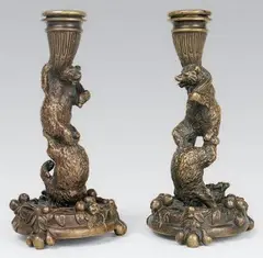 Bougeoirs aux oursons jouant by Christophe Fratin, Epreuve en bronze à patine brun clair nuancé, sold Dec 2013