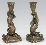 Bougeoirs aux oursons jouant by Christophe Fratin, Epreuve en bronze à patine brun clair nuancé, sold Dec 2013