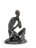 Joueur de pipeau by Robert Couturier, 1948, Épreuve en bronze à patine brune, sold Jun 2025