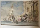 Marché italien by Henri Prost, Aquarelle signée en bas à droite, sold May 2025