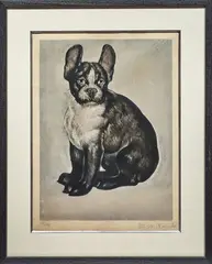 Bouledogue by Toshio Bando, Lithographie sur soie signée en bas à droite et numérotée, sold May 2025
