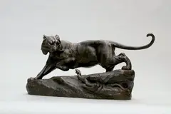 Panthère affrontant un serpent by Clovis Masson, Épreuve en bronze, fonte d'édition multiple ancienne du début du XXe siècle à patine brune, sold Jun 2007