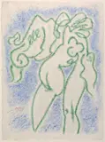 Métamorphose en bleu et vert » by André Masson, 1955, Pastel et encre sur papier, sold Jun 2007