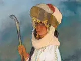 Portrait d'une jeune fille berbère by Abel Pann, Pastel signé en bas à droite, sold Apr 2007