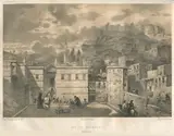 Vue de Baïbourt - Arménie by Eugène Flandin, Lithographie en bistre et légendée, extraite de l'album L'Orient, Paris (Gide et Baudry, l, sold Dec 2024
