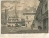 Cour du sérail du Pacha d'Erzroum - Arménie by Eugène Flandin, Lithographie en bistre et légendée, extraite de l'album L'Orient, Paris (Gide et Baudry, l, sold Dec 2024