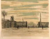 La place de la Concorde vue du jardin des Tuileries by Jean Carzou, 1959, Lithographie sur papier épais, sold Dec 2024