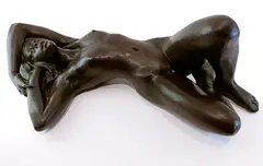 Femme nue allanguie (Aurore) by Jacques Le Nantec, 1990, Bronze patiné signé et numéroté, sold Dec 2024